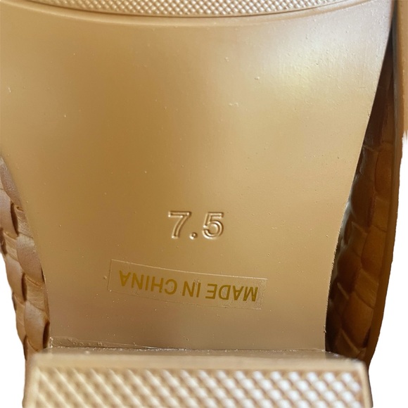 POYOIOR Brown Woven Pointed Toe Mule Chunky Heel Faux Leather 7.5 - Picture 8 of 9